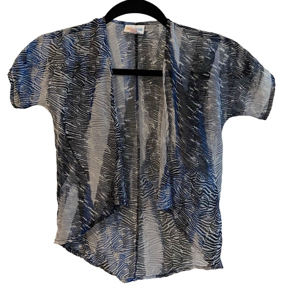 LuLaRoe Bianka Kimono Girl Size 1 US 2T-4 Open Cardigan Shrug Multicolor Striped - Picture 7 of 8